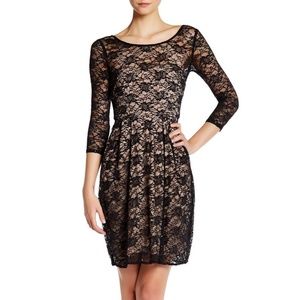 NWT Betsey Johnson Black 3/4 Sleeve Lace Fit&Flare